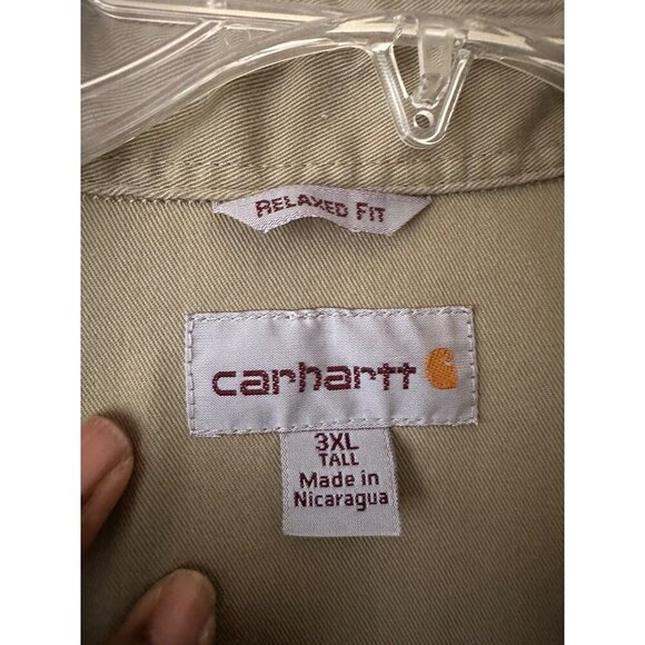Carhartt Mens Relaxed Fit 3XL Tall Short Sleeve Midweight Work Shirt Tan - Picture 4 of 10